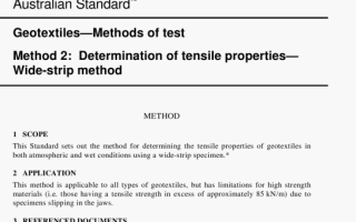 AS 3706.2:2000 pdf – Geotextiles- Methods of test Method 2: Determination of tensile properties- Wide-strip method