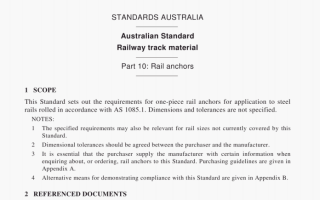 AS 1085.10:2002 pdf – Australian Standard Railway track material Part 10: Rail anchors