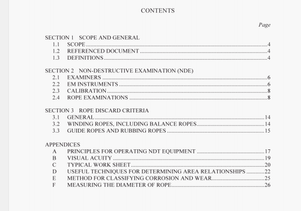 AS/NZS 4812:2003 pdf – Non-destructive examination and discard criteria for wire ropes in mine winding systems