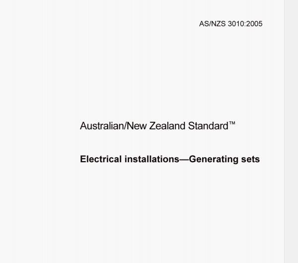 AS/NZS 3010:2005 pdf – Electrical installations—Generating sets
