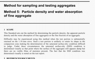 AS 1141.5:2000 pdf – Method for sampling and testing aggregates Method 5: Particle density and water absorption of fine aggregate