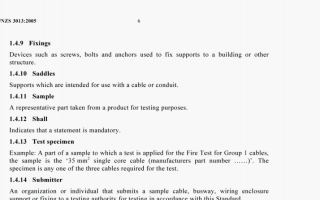 AS/NZS 3013:2005 pdf – Electrical installations-Classification of the fire and mechanical performance of wiring system elements